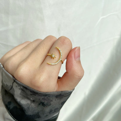 [Perla Lux]Eternity Moon & Star Ring