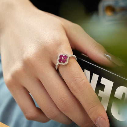 [Perla Lux]Four Leaf Clover Flower Design Ring
