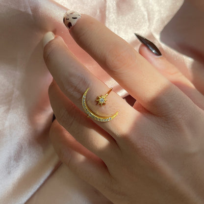 [Perla Lux]Eternity Moon & Star Ring