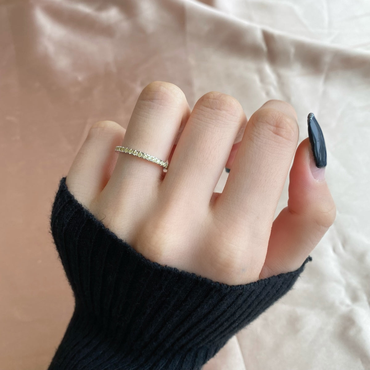 [Perla Lux]Delicate Sparkling Round Cut Daily Ring