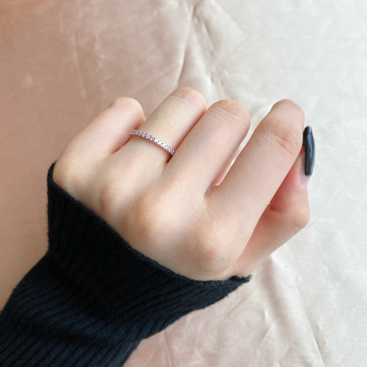 [Perla Lux]Delicate Sparkling Round Cut Daily Ring