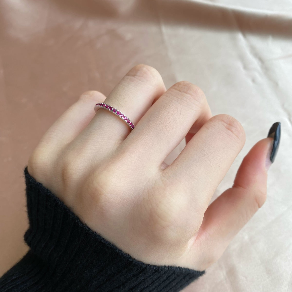 [Perla Lux]Delicate Sparkling Round Cut Daily Ring
