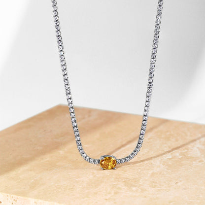 [Perla Lux]1.0 Carat Shining Oval Cut Necklace