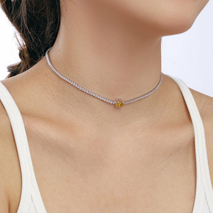 [Perla Lux]1.0 Carat Shining Oval Cut Necklace