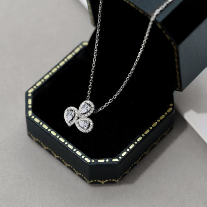 [Perla Lux]Elegant Flower Shape Pear Cut Necklace
