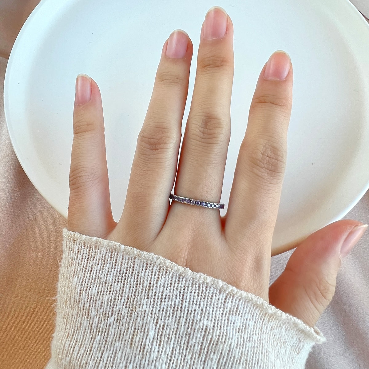 [Perla Lux]Delicate Sparkling Round Cut Daily Ring