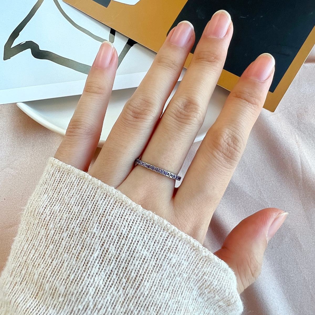 [Perla Lux]Delicate Sparkling Round Cut Daily Ring
