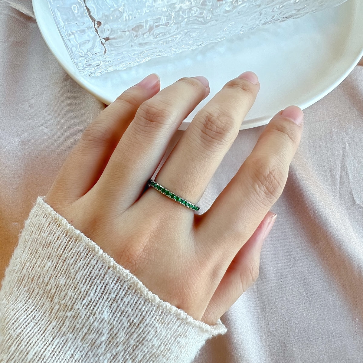 [Perla Lux]Delicate Sparkling Round Cut Daily Ring