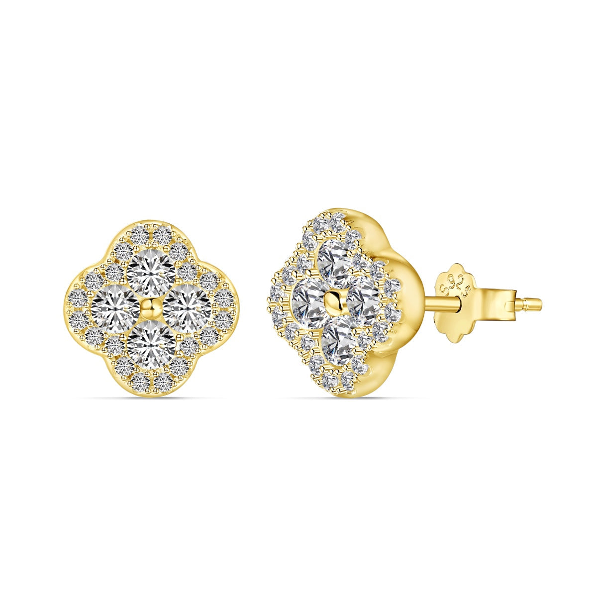 [Perla Lux]Four-Leaf Clover Flower Shaped Earrings