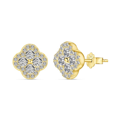 [Perla Lux]Four-Leaf Clover Flower Shaped Earrings