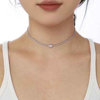 [Perla Lux]1.0 Carat Shining Oval Cut Necklace