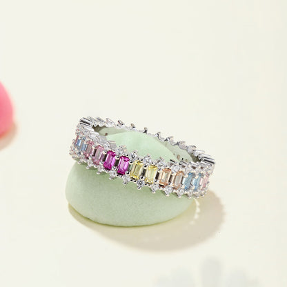 [Perla Lux]Splashy Ornate Emerald Cut Cocktail Ring