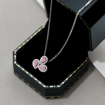 [Perla Lux]Elegant Flower Shape Pear Cut Necklace