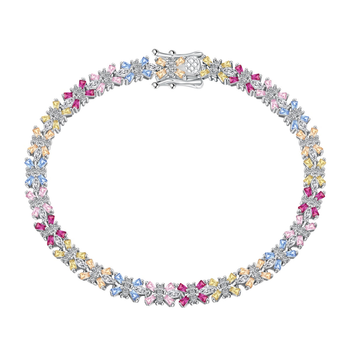 [Perla Lux]Radiant Colorful Emerald Cut Party Bracelet