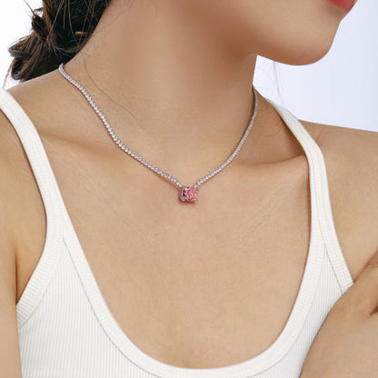 [Perla Lux]4.0 Carat Elegant Radiant Cut Necklace