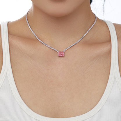 [Perla Lux]4.0 Carat Elegant Radiant Cut Necklace