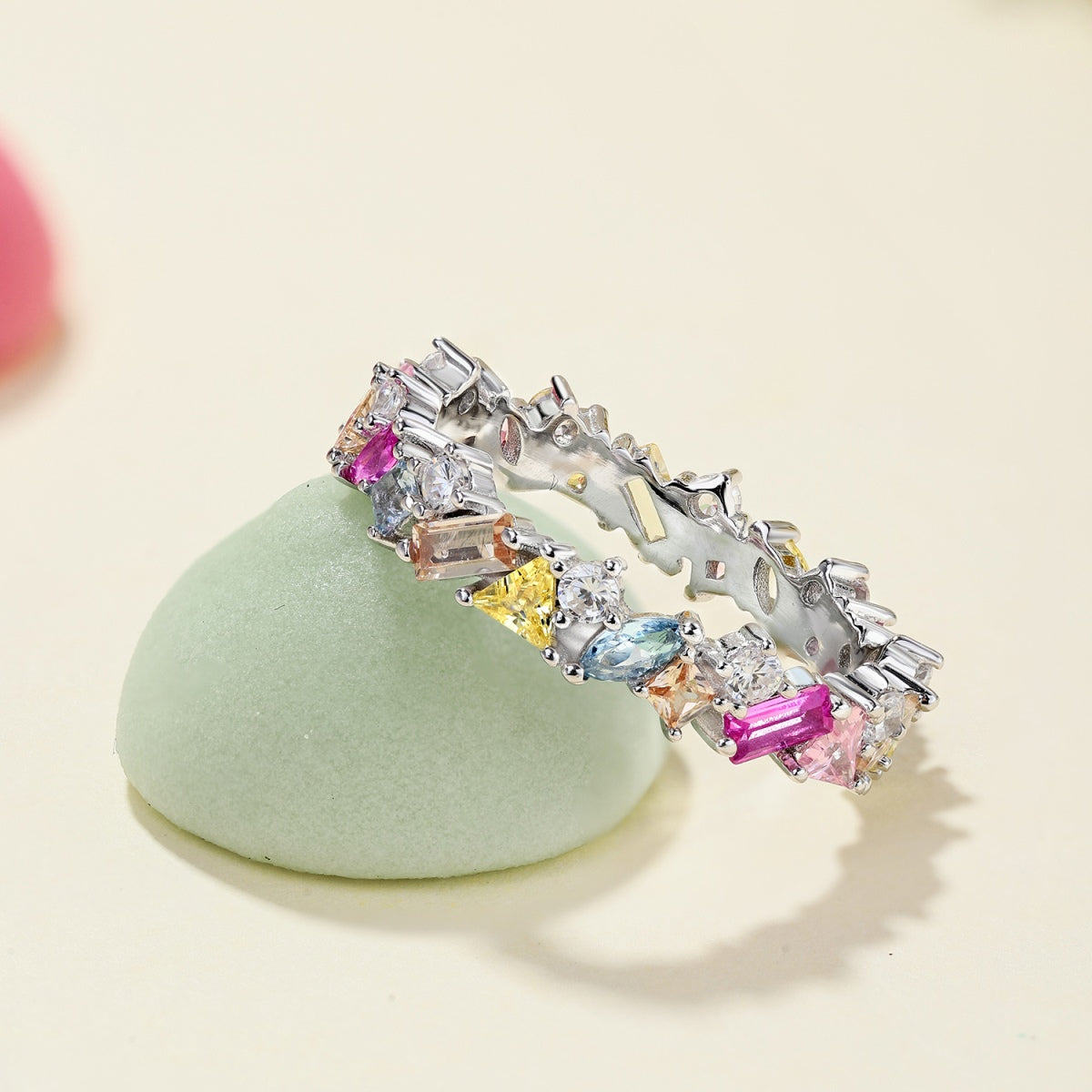[Perla Lux]Dazzling Polychromatic Multi cut Daily Ring