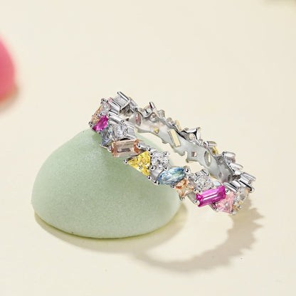 [Perla Lux]Dazzling Polychromatic Multi cut Daily Ring