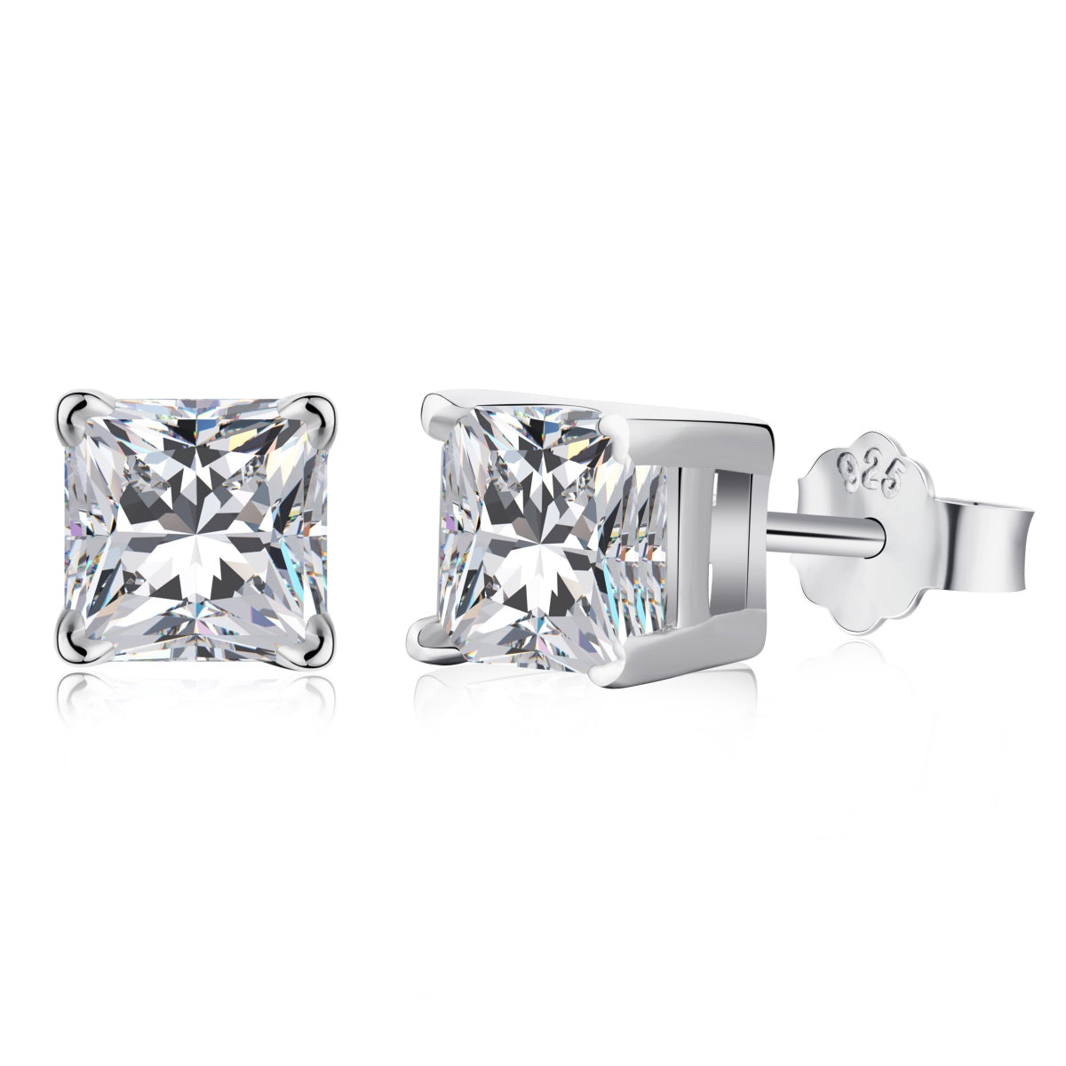 [Perla Lux]1.0 Carat Radiant Princess Cut Wedding Earrings