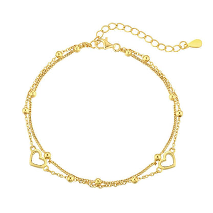 [Perla Lux]Dainty Double Layer Love Heart Bracelet