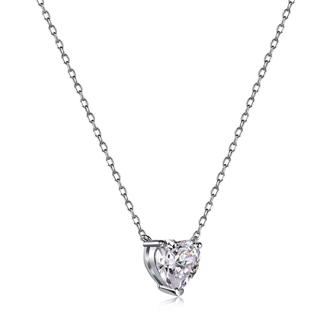[Perla Lux]Heart Shape Main Stone Pendant Collarbone Necklace