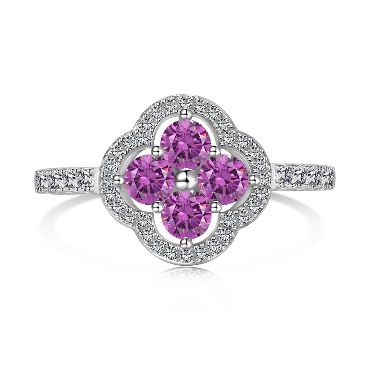 [Perla Lux]Four Leaf Clover Flower Design Ring