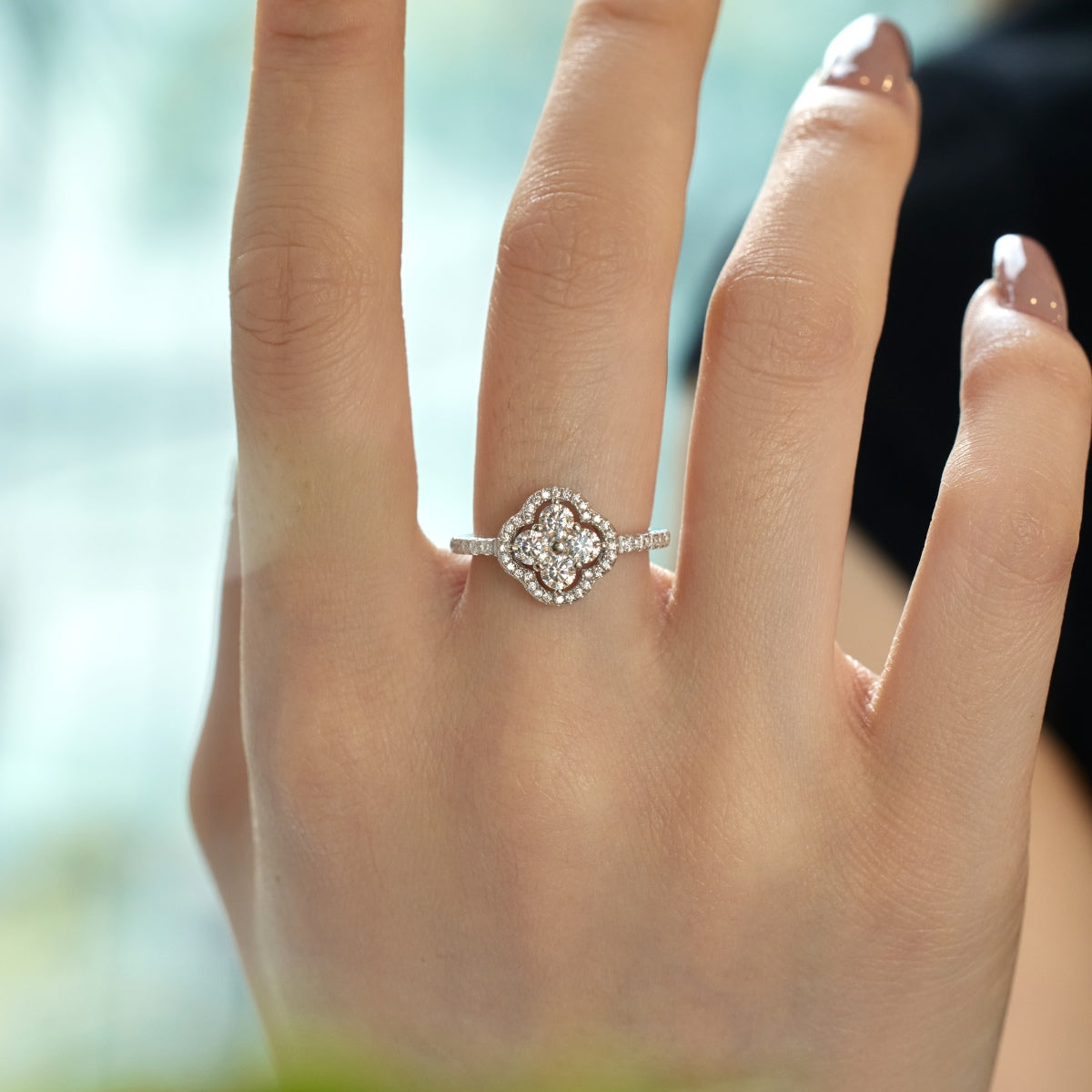 [Perla Lux]Four Leaf Clover Flower Design Ring