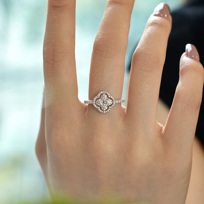 [Perla Lux]Four Leaf Clover Flower Design Ring