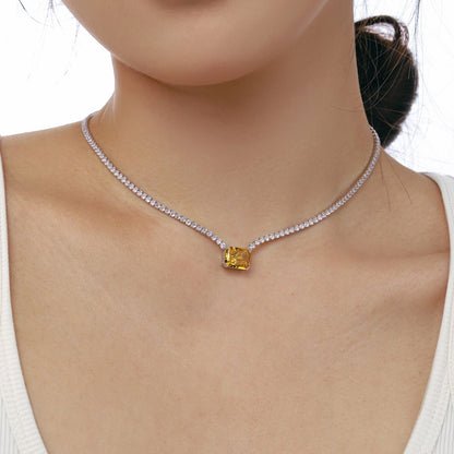 [Perla Lux]4.0 Carat Elegant Radiant Cut Necklace