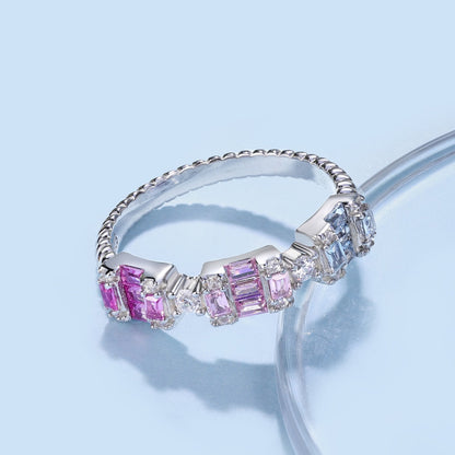 [Perla Lux]Unique Colorful Emerald Cut Party Ring