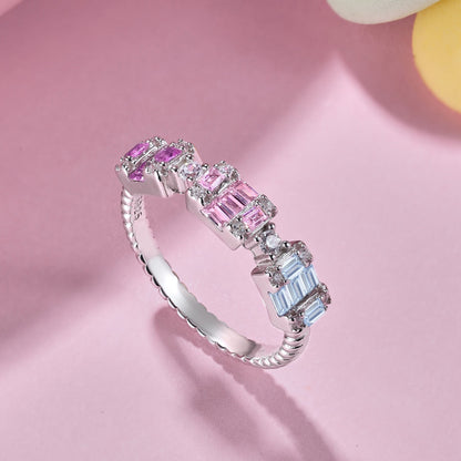 [Perla Lux]Unique Colorful Emerald Cut Party Ring