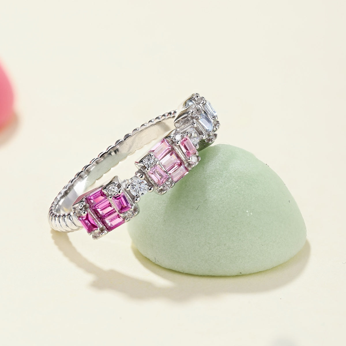 [Perla Lux]Unique Colorful Emerald Cut Party Ring