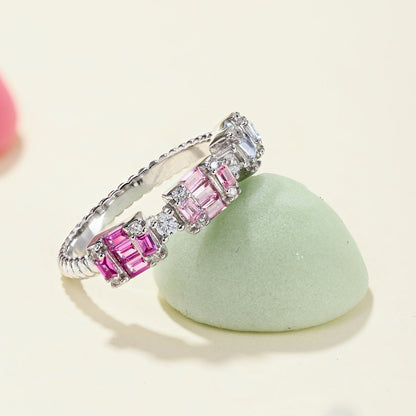 [Perla Lux]Unique Colorful Emerald Cut Party Ring