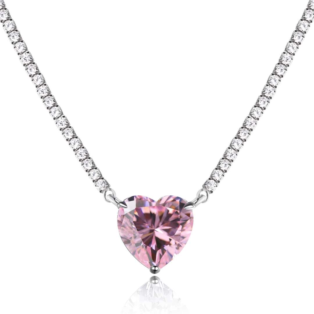 [Perla Lux]8.0 Carat Versatile Colorful Sweet Heart-Shaped Tennis Necklace