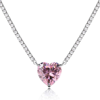 [Perla Lux]8.0 Carat Versatile Colorful Sweet Heart-Shaped Tennis Necklace