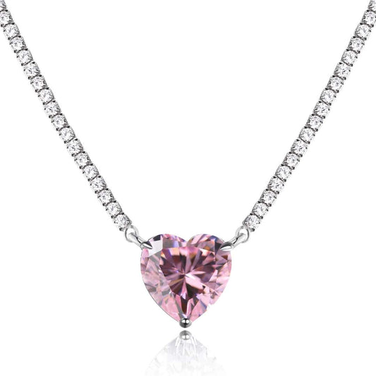 [Perla Lux]8.0 Carat Versatile Colorful Sweet Heart-Shaped Tennis Necklace
