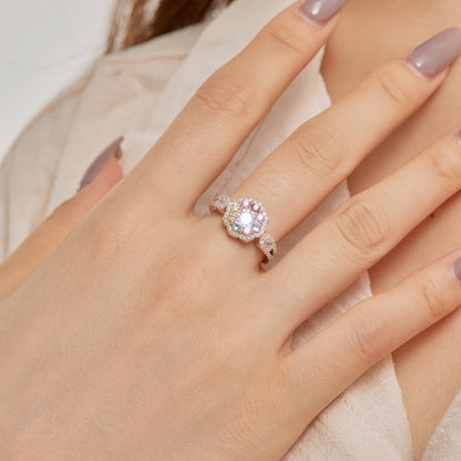 [Perla Lux]Delicate Colorful Round Cut Flower Shape Wedding Ring