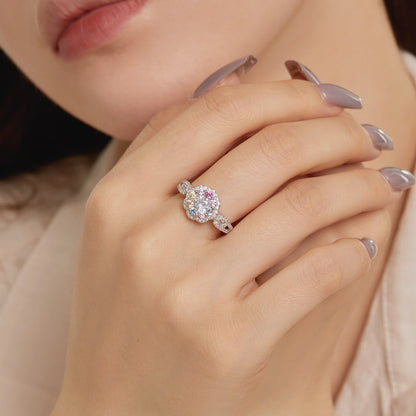 [Perla Lux]Delicate Colorful Round Cut Flower Shape Wedding Ring