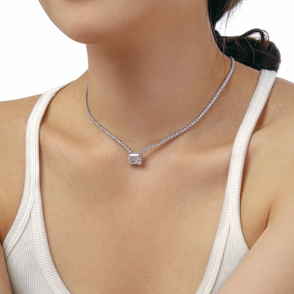 [Perla Lux]4.0 Carat Elegant Radiant Cut Necklace