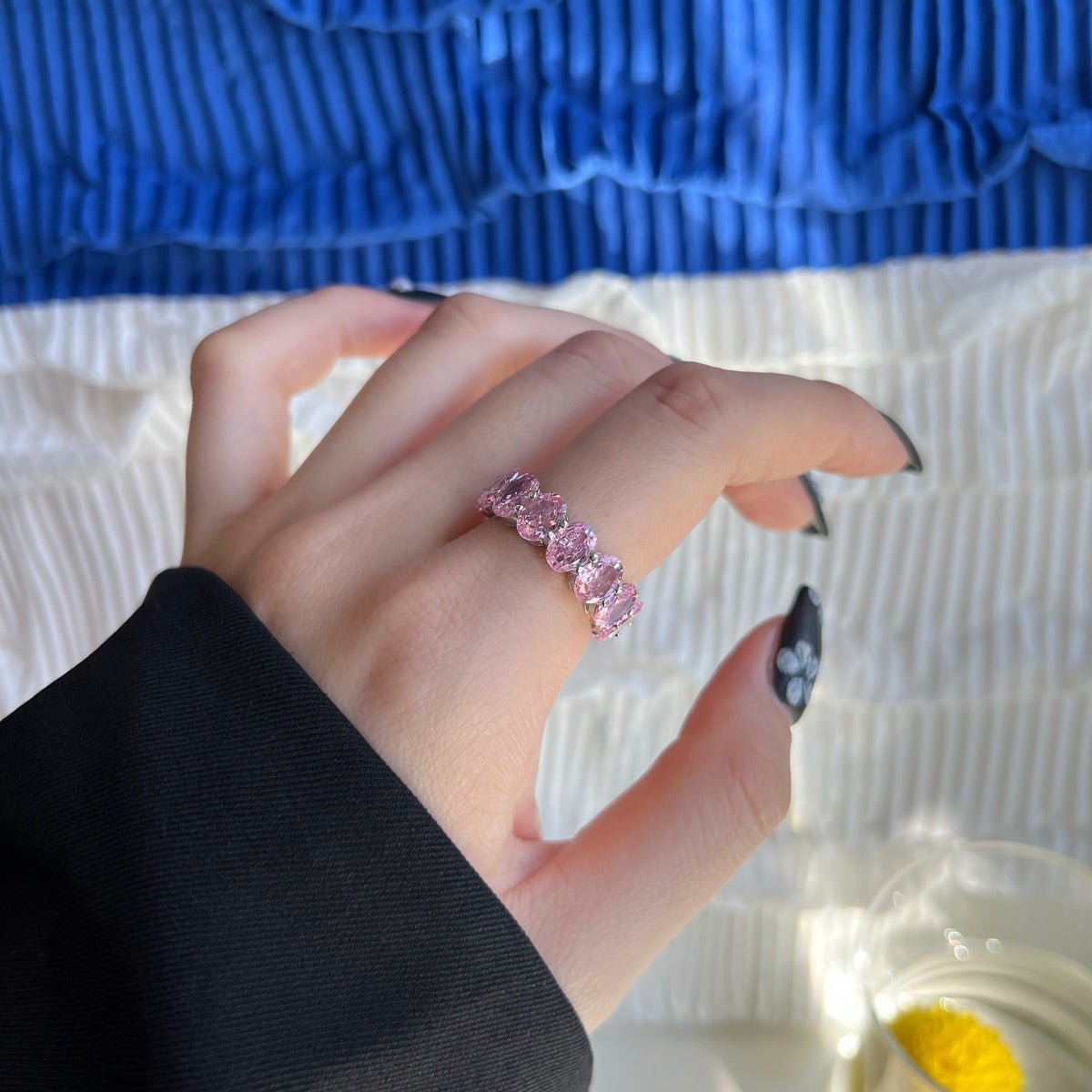 [Perla Lux]Dainty Elongated Cushion Cut Tennis Ring