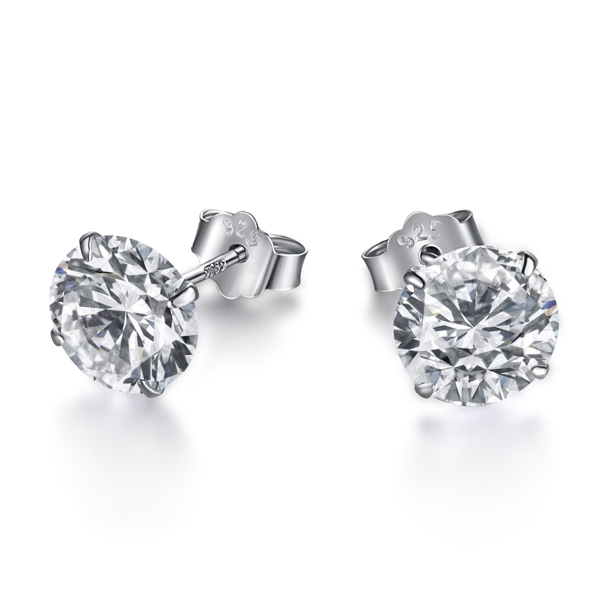 [Perla Lux]Stylish Shiny Round Center Stone Stud Earrings