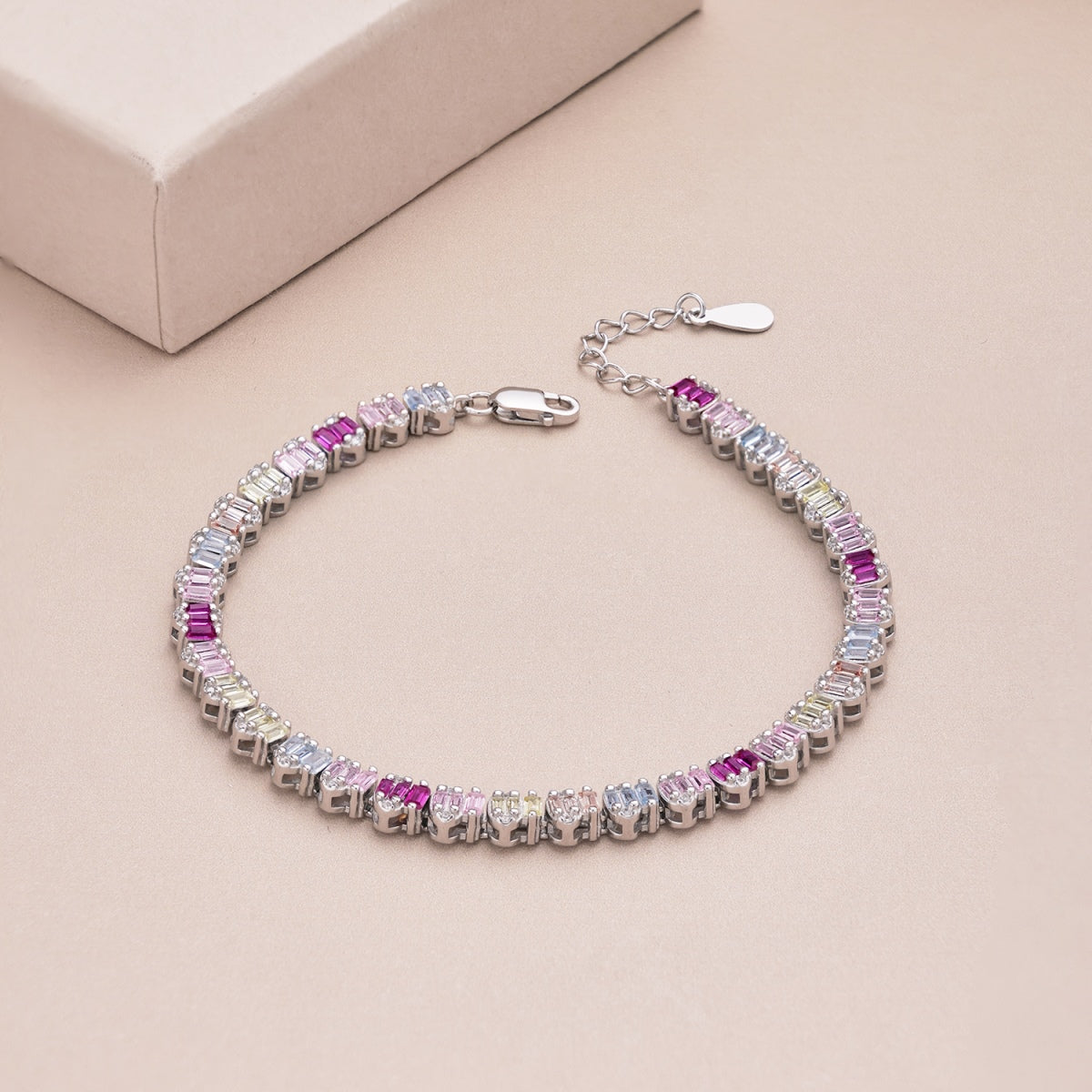 [Perla Lux]Delicate Colorful Emerald Cut Party Bracelet