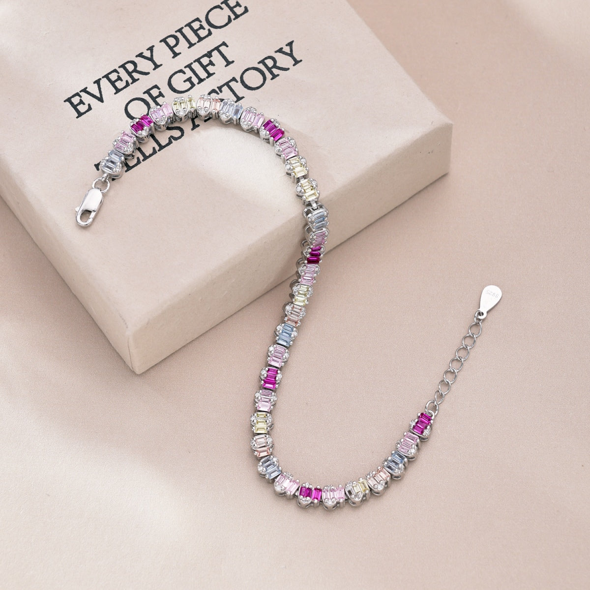 [Perla Lux]Delicate Colorful Emerald Cut Party Bracelet