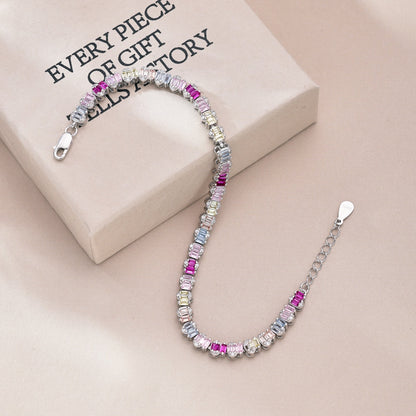 [Perla Lux]Delicate Colorful Emerald Cut Party Bracelet