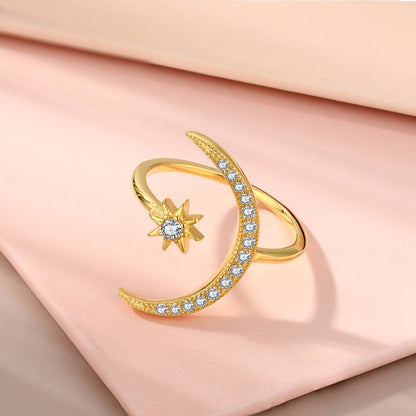 [Perla Lux]Eternity Moon & Star Ring