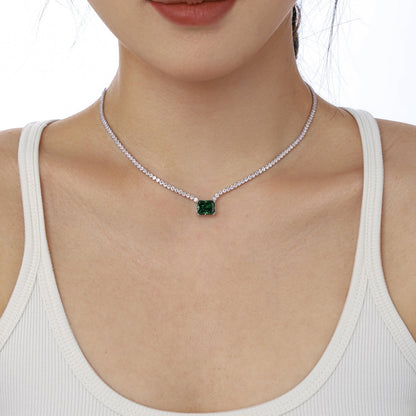 [Perla Lux]4.0 Carat Elegant Radiant Cut Necklace