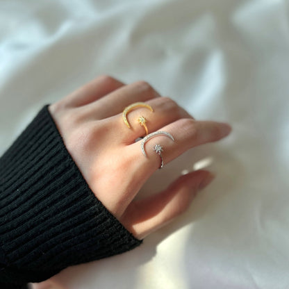 [Perla Lux]Eternity Moon & Star Ring
