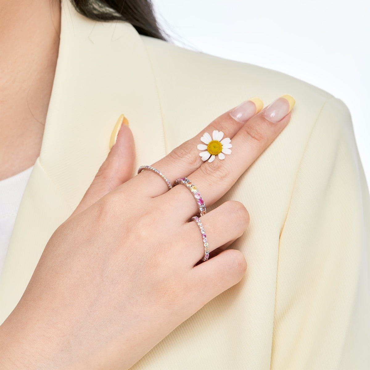 [Perla Lux]Dazzling Lustrous Round Cut Tennis Ring