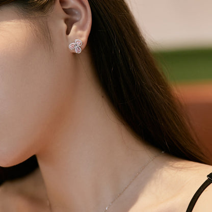 [Perla Lux]Ornate Flower Shape Pear Cut Lover Earrings