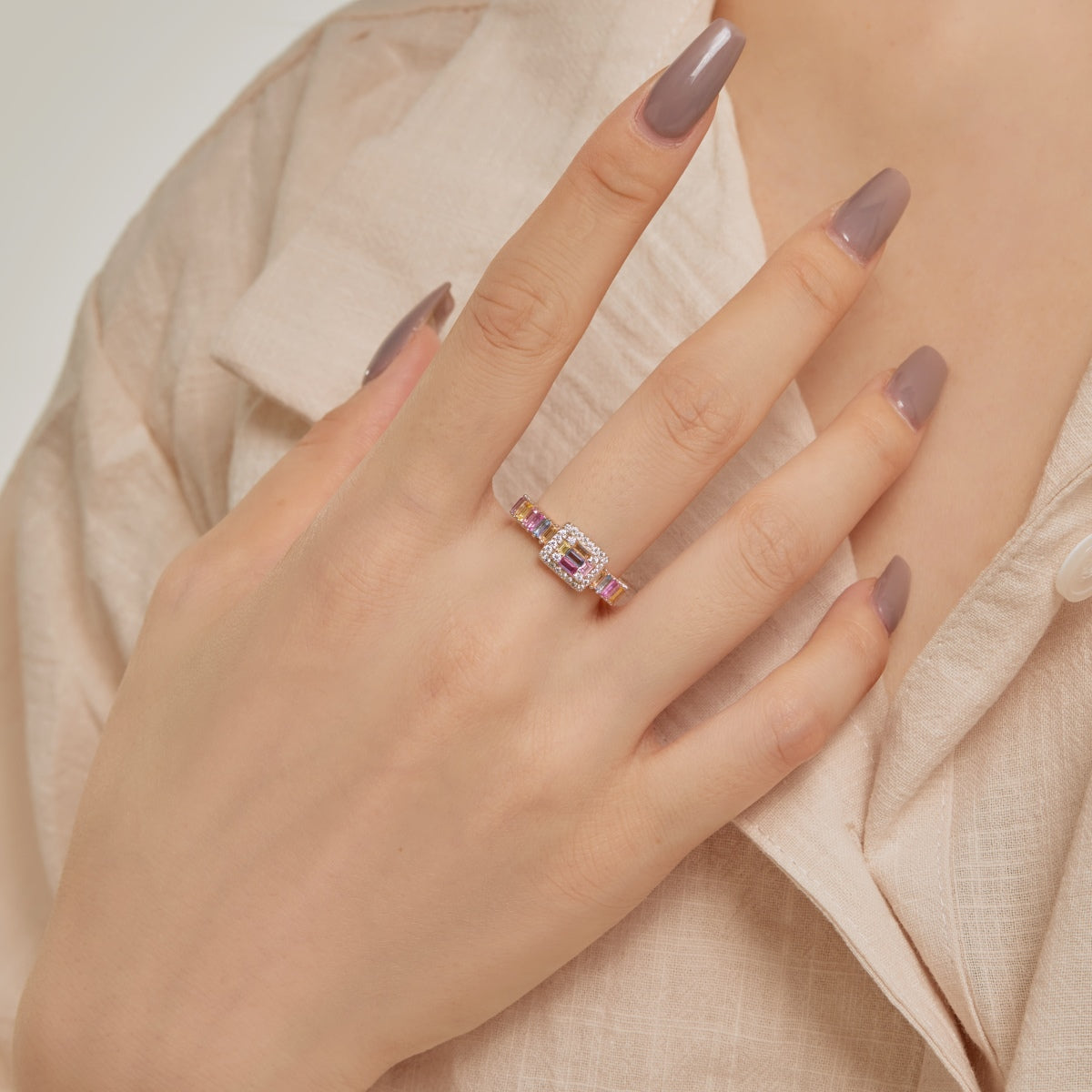 [Perla Lux]Exquisite Colorful Radiant Cut Party Ring